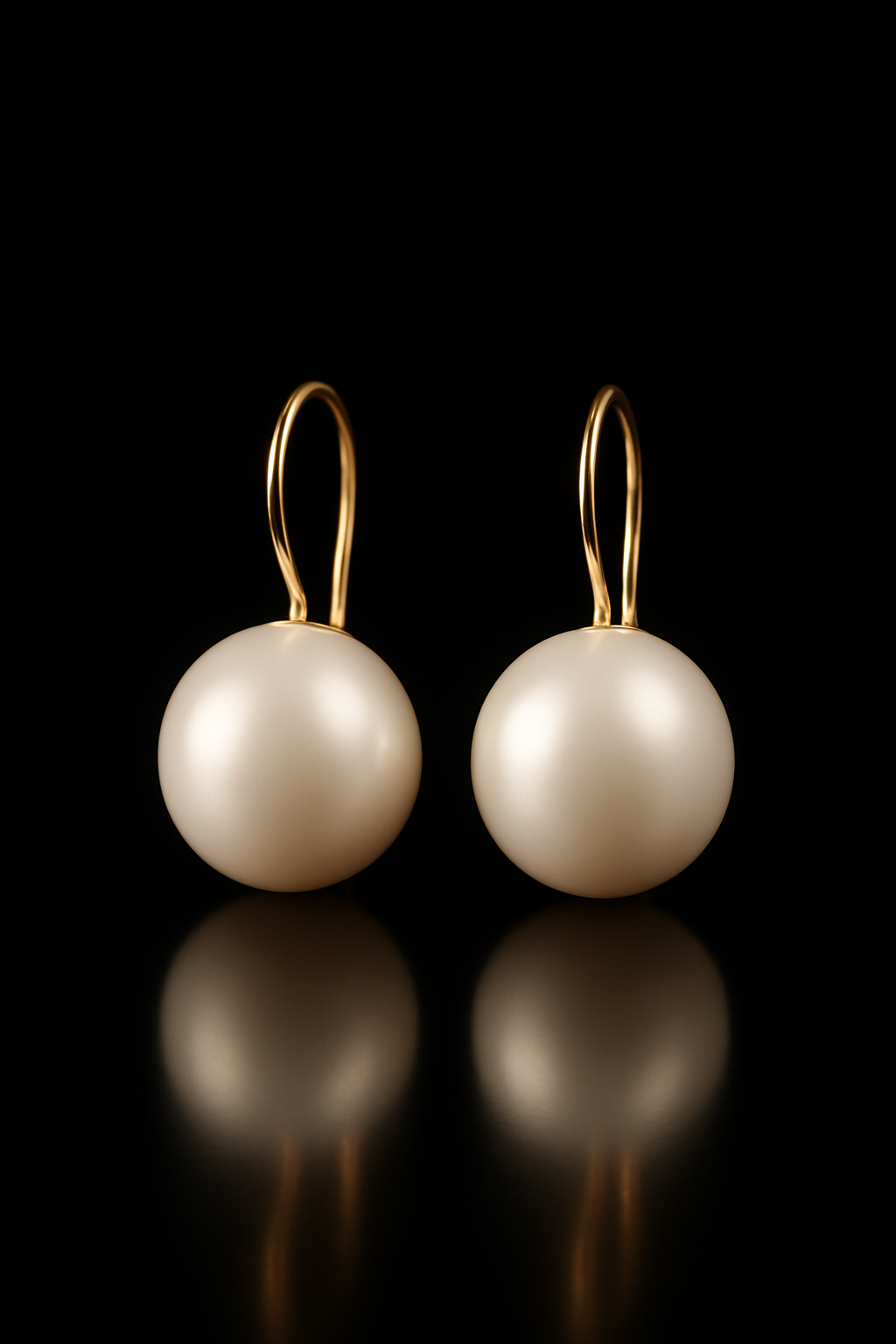 Gold-plated Korean pearl drop earrings with round design