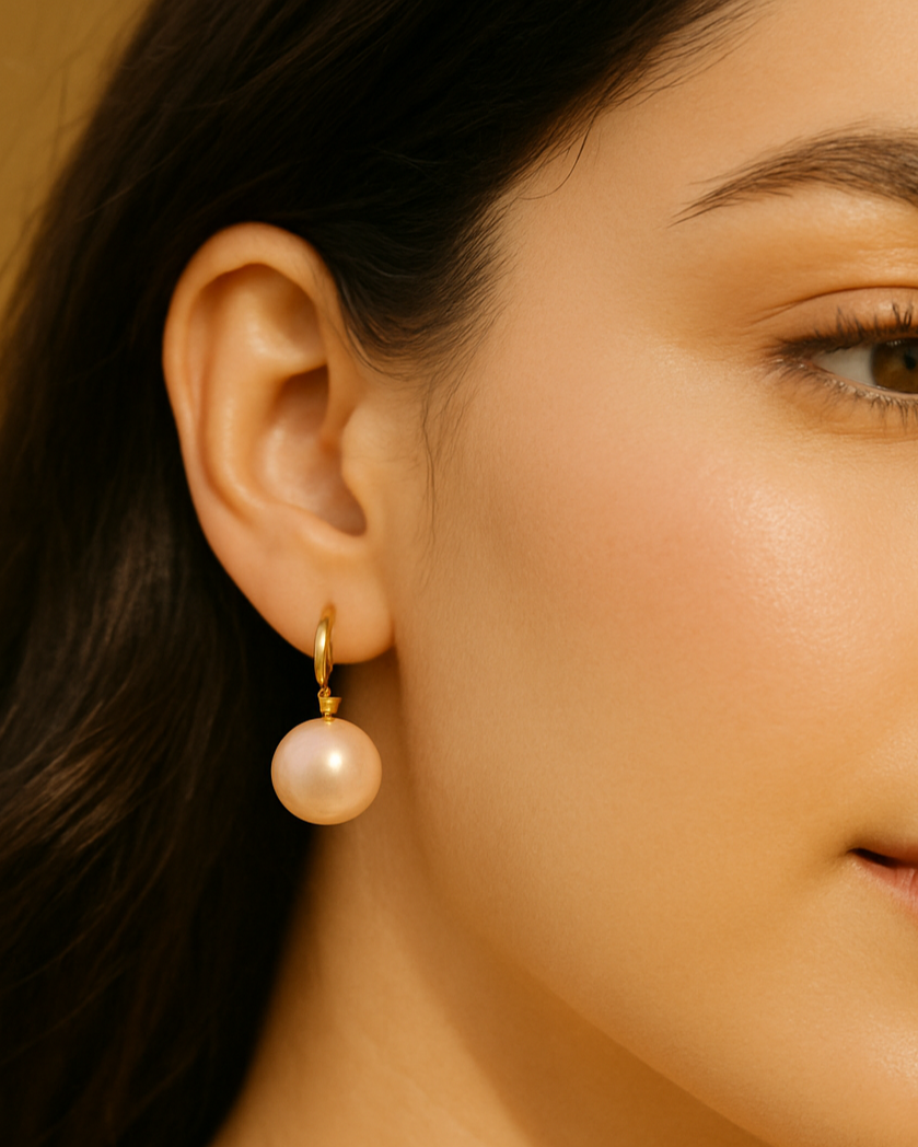 Elegant Korean pearl earrings with gold hooks

